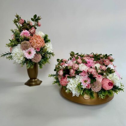 Komplet dekoracji nagrobnych- wiązanka+ bukiet