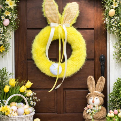 Wianek na drzwi zając wielkanocny