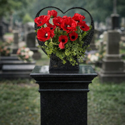 Dekoracja nagrobna anemony i maki