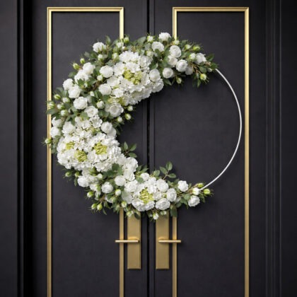 Wianek na drzwi 5 w1 róże+hortensje
