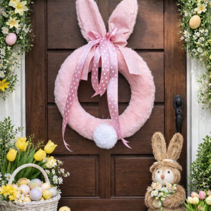 Wianek na drzwi zając wielkanocny