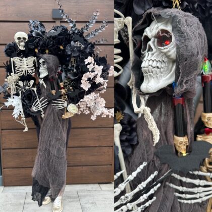 Wianek na drzwi Halloween LED z efektem Wow