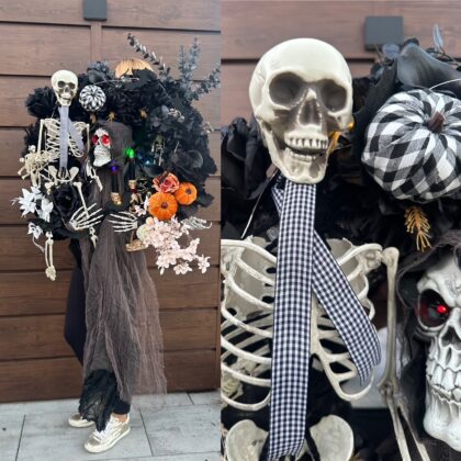 Wianek na drzwi Halloween LED z efektem Wow